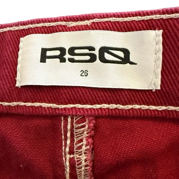 RSQ Women'sSize 26 Low Rise Wide Leg Cargo Jeans Garnet Baggy Y2K - Picture 6 of 12